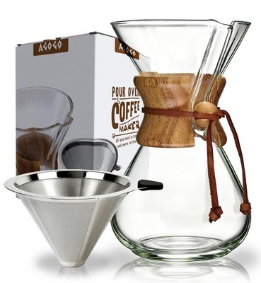 AGOGO Pour Over Coffee Maker Set, 34oz Classic Style, 304 Stainless Filter