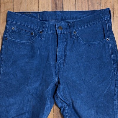 Levi's 514 Corduroy Pants Mens 31x32 Blue Straight Leg White Tab