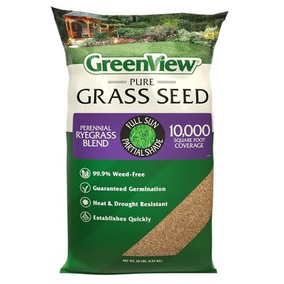 GreenView Pure Grass Seed Perennial Ryegrass Blend, 20 lb. Bag   Covers up to...