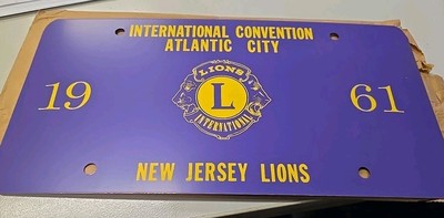 1961 LIONS INTERNATIONAL CONVENTION ATLANTIC CITY NEW JERSEY LICENSE PLATE 