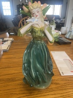 Florence Ceramics Companion Woman with Bird Porcelain Figurine Hand Painted