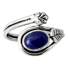 Adjustable - Natural Lapis Lazuli 925 Sterling Silver Ring s.8 Jewelry R-1276