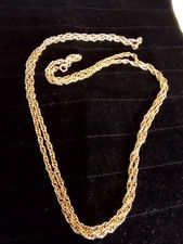 Vintage Double Rope Link Chain Necklace Layering Long Gold Tone 48 in