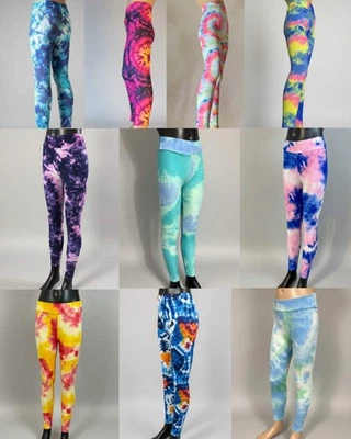 MOGSTER15 Girls tie-dye design soft stretch leggings, choice of size & colours! 4-11 years