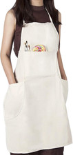 100 Cotton Canvas Bib Apron with 3 Pockets Adjustable Waterproof Natural