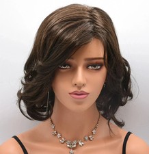 Human Hair New Fashion Women's Long Natural Dark Brown Wavy Wigs 14 In