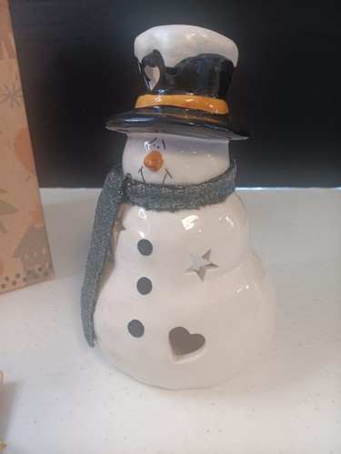 "Crazy Mountain" Crackle Snowman Votive Holder from Helena Cook's Heartstrings - Picture 2 of 6