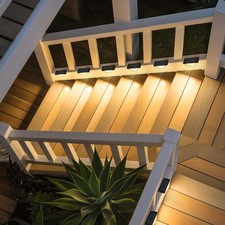 6 Pack Solar Step Lights Outdoor Waterproof 33 LED Warm White Stair Deck Lamp