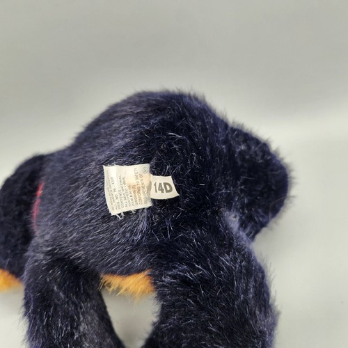 Vintage DAKIN Teddy Bear Plush Gingham Bow Black Tan Stuffed Animal 10” Small - Picture 10 of 10