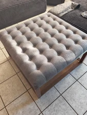 Gray with Light Brown Pretty Big and Comfy Foot Stool