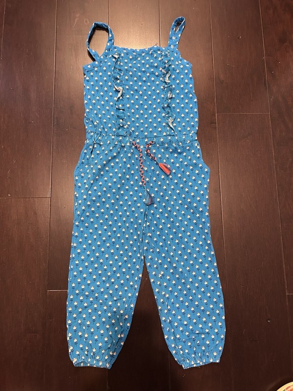 NWOT Mini Boden Girls Sleeveless Romper Blue Flowers 2-3 Y