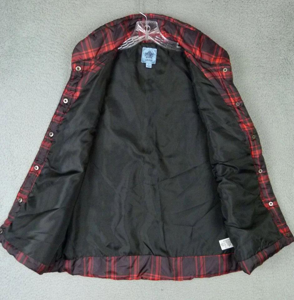 IZOD Women Large Red Vest Plaid Quilted Puffer Snap Front - Image 2 of 4