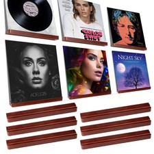 6 Pack 12 Inch Wood Vinyl Record Wall Shelves, Rustic Brown, Album Display