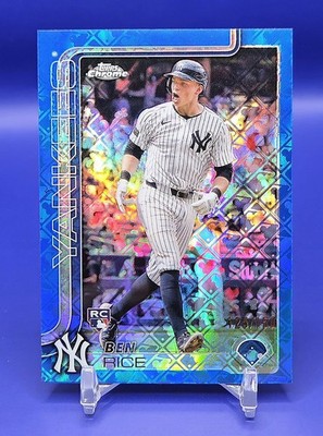 2025 Topps Chrome Logofractor Ben Rice RC Blue Refractor #125/150 NY Yankees 