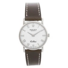 Rolex Cellini 5115/9 White Jubilee Dial 18k White Gold Midsize Watch