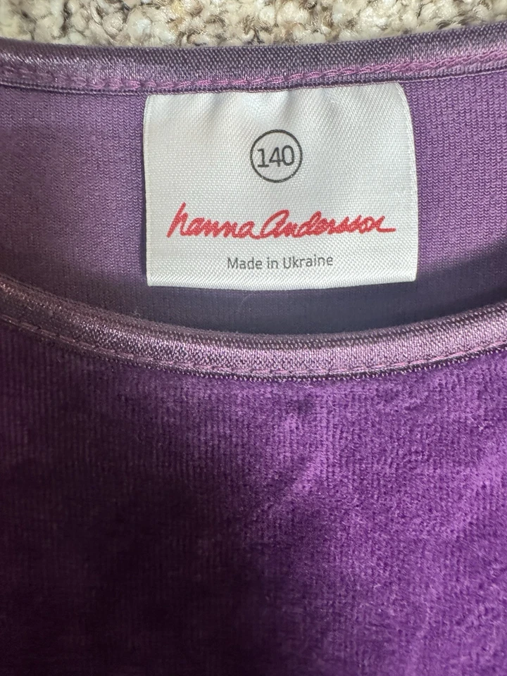Hanna Andersson Purple Plum Velour Tiered Ruffle Dress Girls Sz 140 (10) Holiday - Image 3 of 4