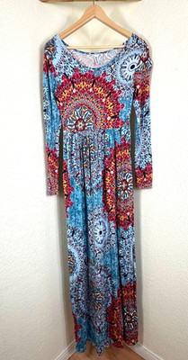 Dearcase L Sleeve Paisley Maxi Boho Chic Mandala Floral Dress Dress S Medium 6 7