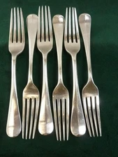 6 Vintage Mappin & Webb Dessert Forks Ridged pattern Silver Plated