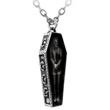 Alchemy Gothic Nosferatu's Rest Vampire Pewter Coffin Pendant Necklace Goth P183