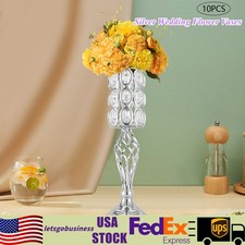 10PCS Silver Vases Wedding Centerpieces Flower Stand Table Decor Flower Vase