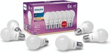 Philips GLS LED Light Bulbs E27 4.2W 470 Lumens Warm White 2700K 6 Pack