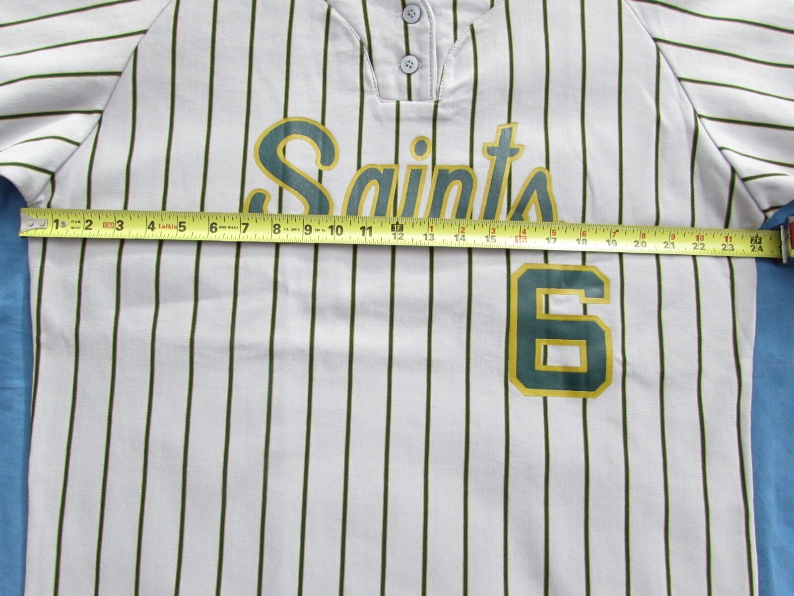 VTG SAINTS Ripon Baseball XL Jersey Mens 6 Pinstripe Button Up Athletic USA