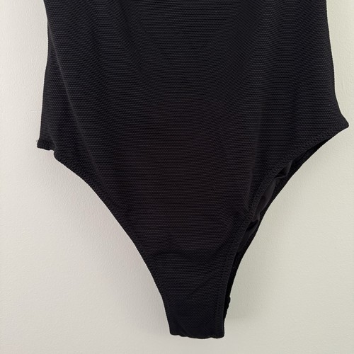 Zara Grommet Back Swimsuit Small Ribbed Square Neck One Piece High Leg 90s Retro - Picture 5 of 12