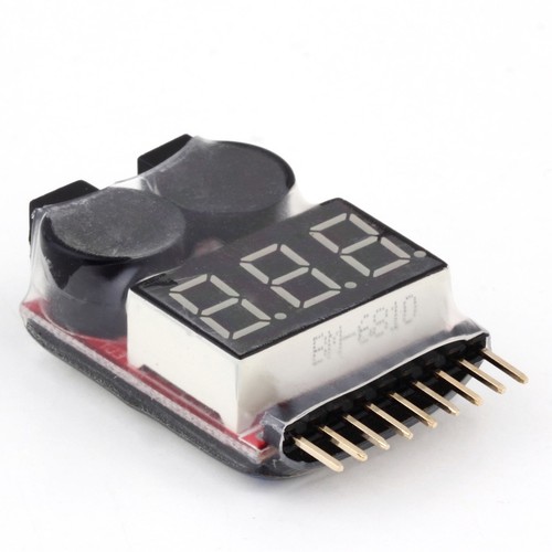 New 1-8S Lipo/Li-ion/Fe Battery Voltage 2IN1 Tester Low Voltage Buzzer Alarm HT