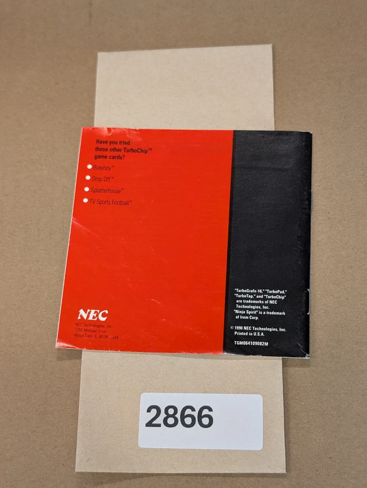Ninja Spirit - Turbo Grafx - Manual Only **NO GAME! - Image 4 of 4