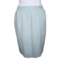 Vintage 80s Pencil Skirt Womens Size 8 Mint Green Embroidered Waist