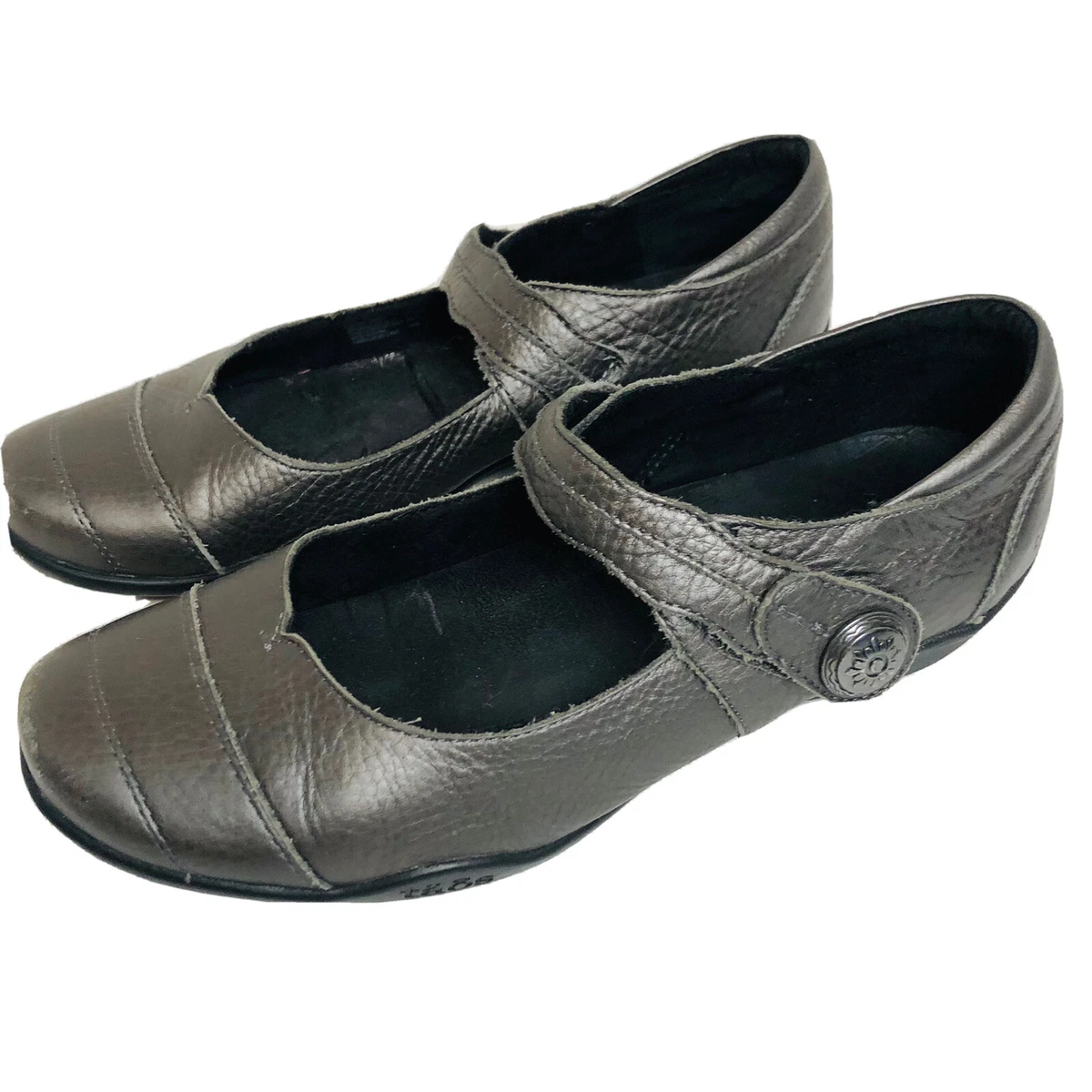 Taos Applause leather maryjane comfort shoes pewter color leather