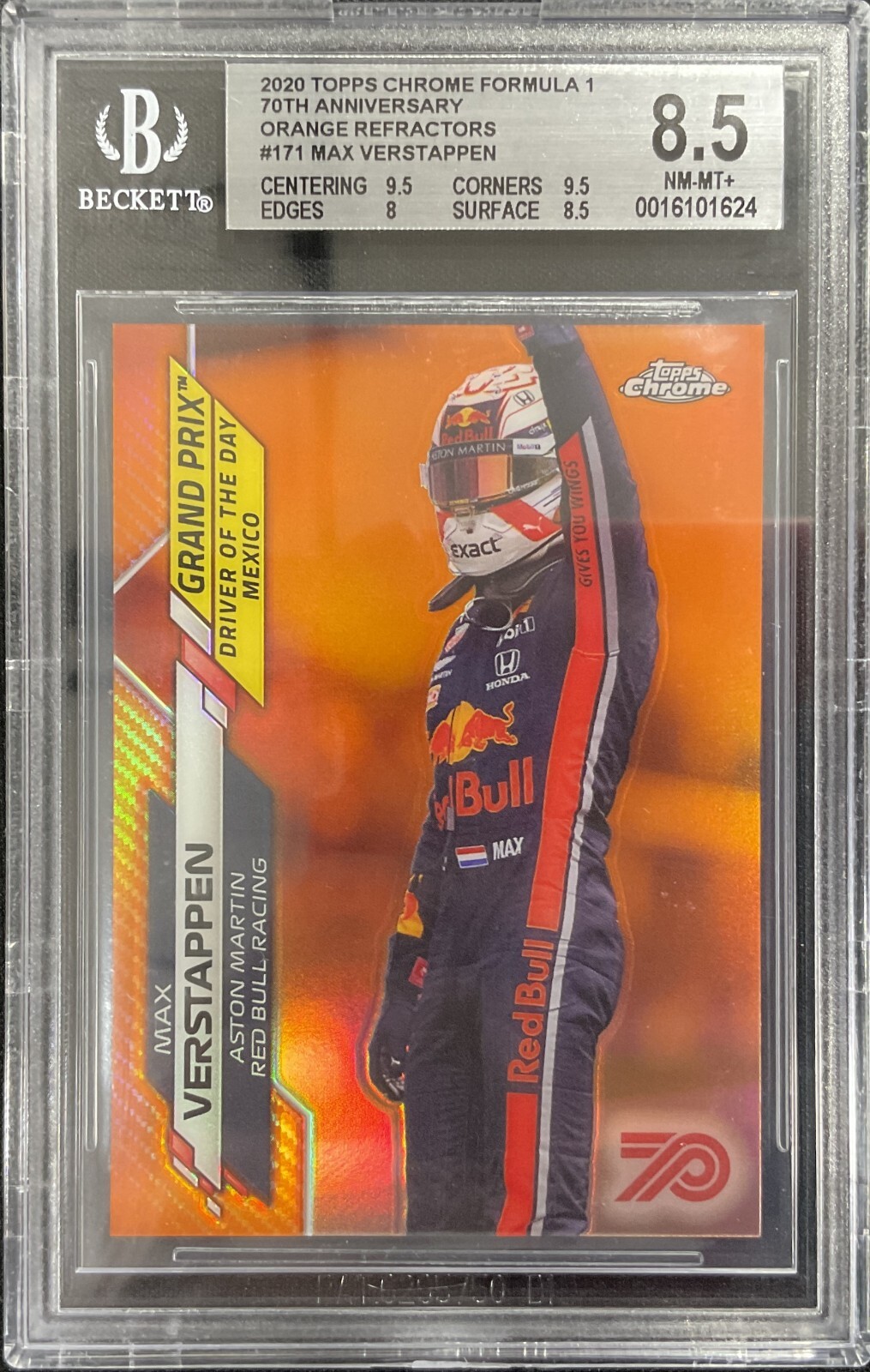 BGS8.5 - Max Verstappen #171 - 70th Anniversary -Orange - 2020 Topps Chrome F 1