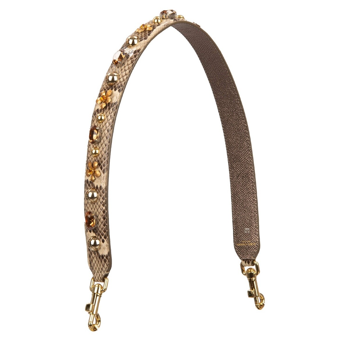 DOLCE & GABBANA Crystal Flower Studs Snake Leather Bag Strap DOLCE & GABBANA Crystal Flower Studs Snake Leather Bag Strap