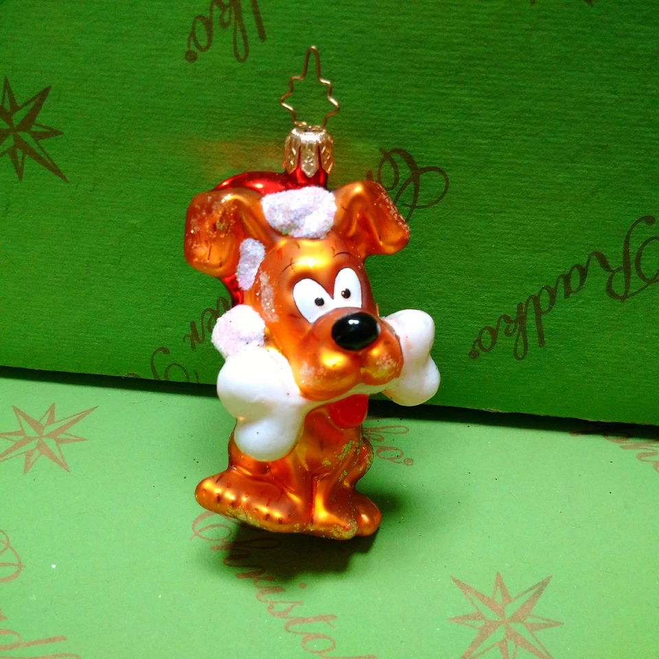 Christopher Radko Prototype Doggie with a Bone Glass Ornament