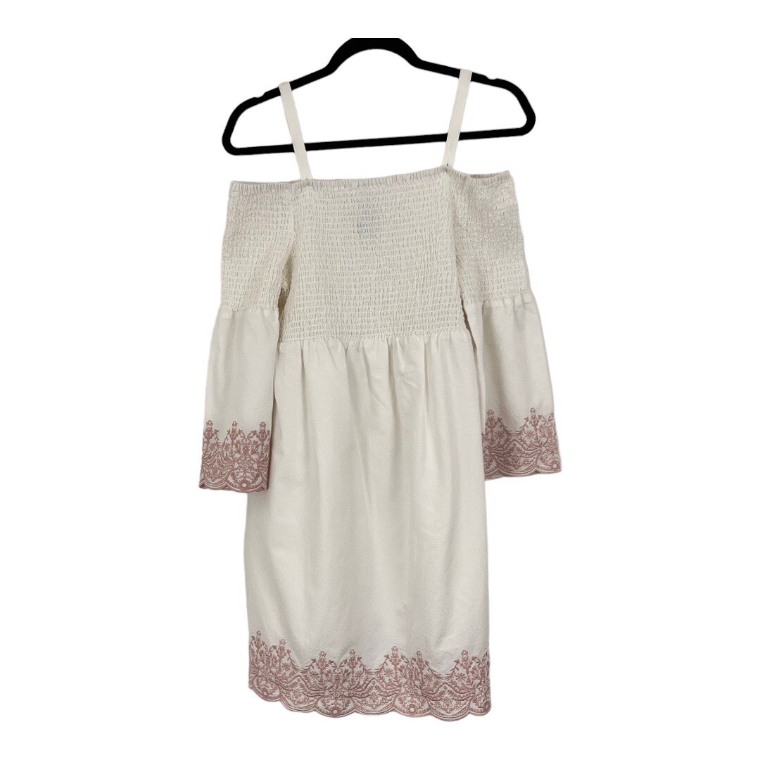 Seraphine 8 White Pink Embroidered Off the Shoulder Maternity Dress | eBay