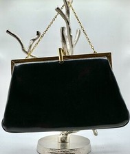 Vintage Etra Genuine Leather Evening Clutch Bag Gold Tone Chain Clasp 13" X 7"