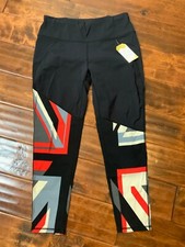 Sweaty Betty Black Multicolor Geometric Print "The Power" Athletic Pants, Size M