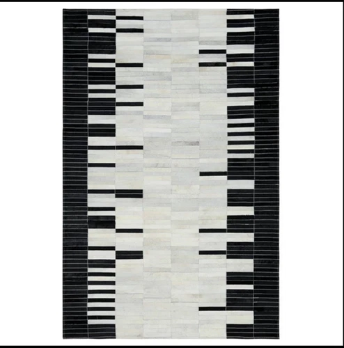 Carpet strip shape Floor Tiles Desgine Cow Leather Handmade Patchwork Rugs - Picture 3 of 3