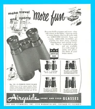 1951 AIRGUIDE sport and field glasses binoculars vintage PRINT AD travel
