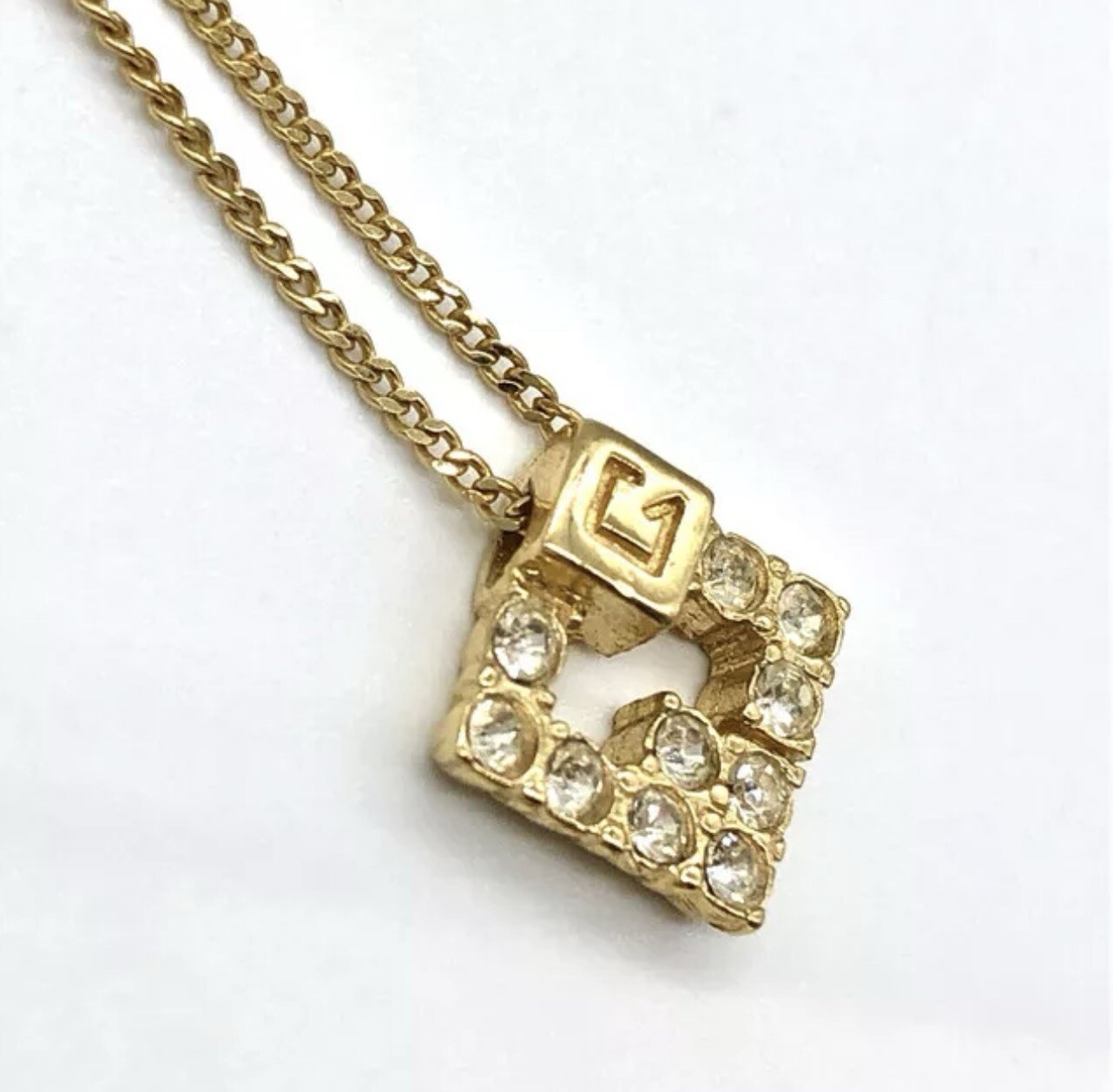 GIVENCHY Authentic Logo Rhinestone Crystal Gold “… - image 2