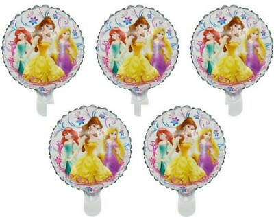 5pcs Mini Princess Air Fill Foil 10  Balloons Party Ariel Rapunzel Belle