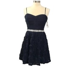 Trixxi Juniors NAVY BLUE with Silver Rhinestone Formal party Dress Size 9 NEW