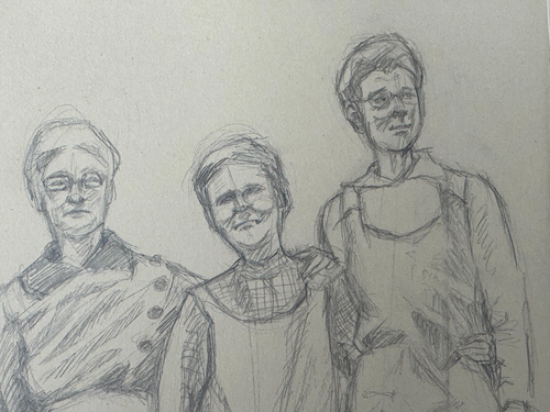M. ECKSTEIN SIGNED ORIGINAL PENCIL DRAWING ART SKETCH 3 ELDER SENIOR WOMEN - Picture 4 of 14