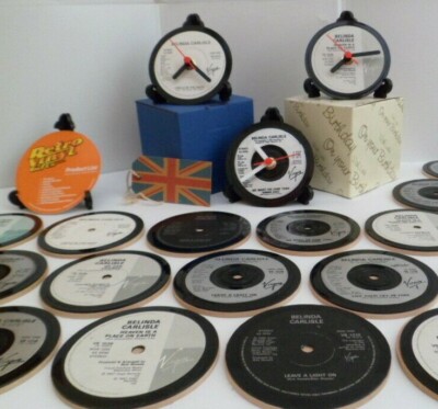 BELINDA CARLISLE DRINKS COASTERS Upcycled Vinyl Records 1980's Hit Singles 80's
