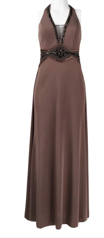 Sue Wong串珠连衣裙和最优雅面料12码,彩色灰褐色 — 第 2/4 张图片