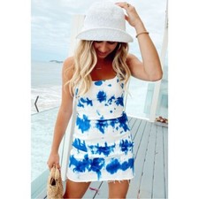 Show Me Your Mumu Duncan Halter Dress ~ Indigo Tie Dye Sz XS