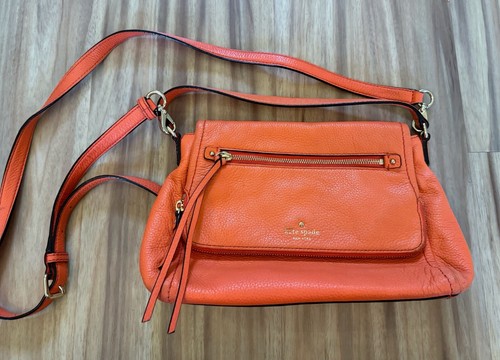 KATE SPADE NEW YORK Women's Orange Coral Leather Cobble Hill Crossbody Purse