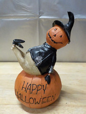 HAPPY HALLOWEEN JACK O LANTERN ON PUMPKIN FIGURINE  NEW WITH PARTIAL TAG
