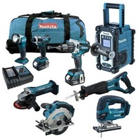 Makita Lxt 18V 12Tlg. Akku Werkzeug Set DHP492RTJ Schlag-Bohrschrauber +DJV180