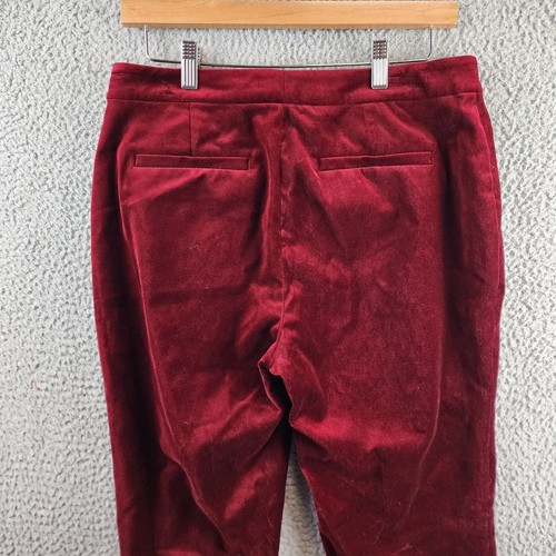 Lauren Ralph Lauren Stretch Velvet Straight-Leg Pants Women's 6 Red Zip Closure - Picture 13 of 14